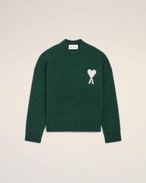 Ami Paris Ami De Coeur Pullover Aus Grüner Alpakawolle Grün