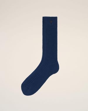 Ami Paris Blaue Baumwollsocken Ami De Coeur Blau