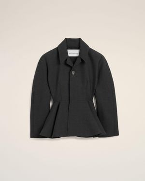Ami Paris Peplum-Jacke Aus Grauer Wolle Grau - Schwarz