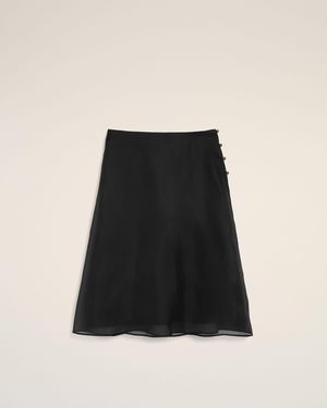 Ami Paris Schwarzer, Transparenter Midirock Aus Seide Mit Trapezform
