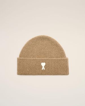 Ami Paris Ami De Coeur Beanie Aus Beigem Alpaka - Natur