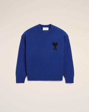 Ami Paris Ami De Coeur Pullover Aus Blauer Wolle Blau