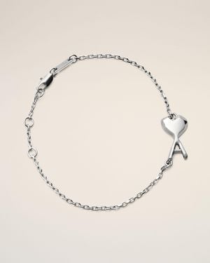 Ami Paris Ami De Coeur Armreif Aus Silberfarbenem Messing Mit Hammerschlag Grau - Natur