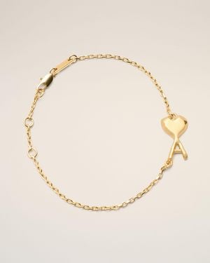 Ami Paris Armband Ami De Coeur Aus Dünnem, Gehämmertem Goldfarbenem Messing Gelb - Natur