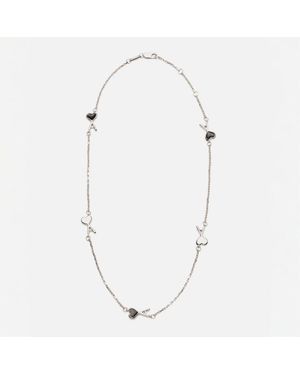 Ami Paris Collana Ami De Cœur Martellata - Bianco