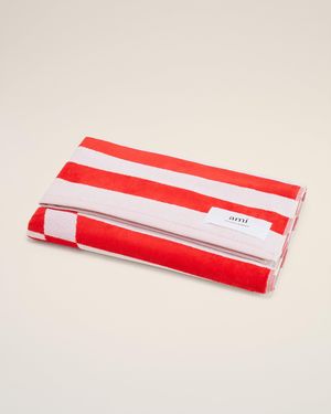 Ami Paris Ami De Coeur Strandtuch Aus Weißer Baumwolle - Rot