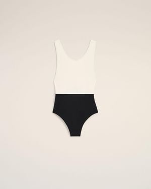 Ami Paris Schwarz-Weißer Einteiler Aus Nylon Weiß - Natur