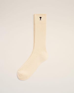 Ami Paris Ami De Coeur Socken Aus Beiger Baumwolle Weiß - Natur