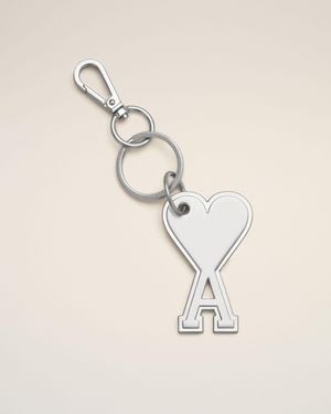 Ami Paris Ami De Coeur Schlüsselanhänger Aus Silberfarbenem Metall Grau - Natur