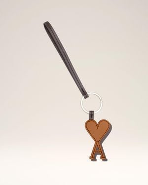 Ami Paris Ami De Coeur Schlüsselanhänger Aus Leder - Natur