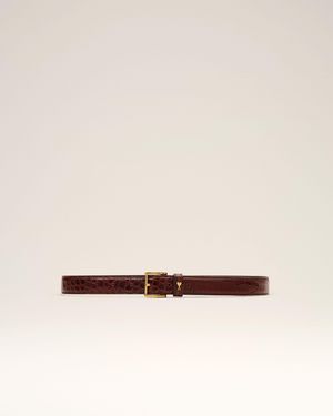 Ami Paris Paris Paris Gürtel Aus Braunem Krokodil-Kalbsleder 25 Mm Braun - Natur
