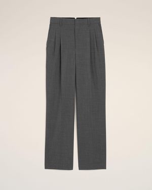 Ami Paris Weite Hose Aus Grauer Wolle Mit Hohem Bund Grau