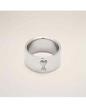 Ami Paris Anello Ami De Cœur Martellato - Metallizzato