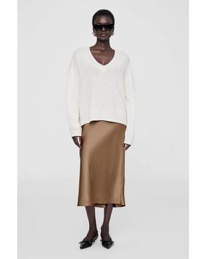 Anine Bing Bar Silk Skirt - Natural