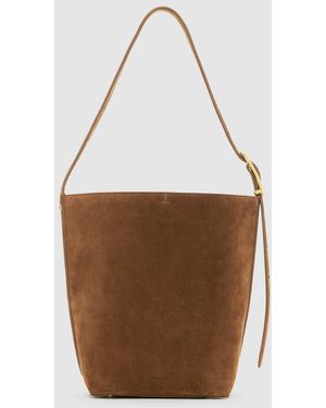 Anine Bing Elly Medium Bucket Bag Suede - White