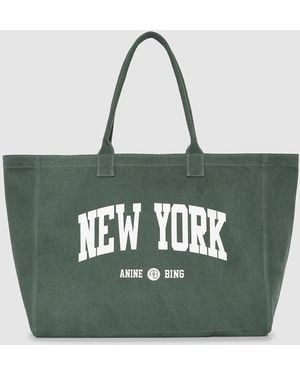 Anine Bing Leo Canvas Tote New York College - Green