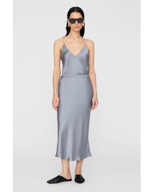 Anine Bing Bar Silk Skirt - Blue