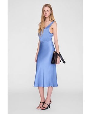 Anine Bing Bar Silk Skirt - Blue