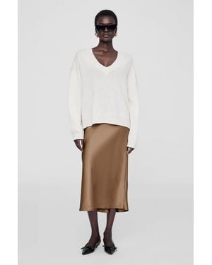 Anine Bing Bar Silk Skirt - Natural