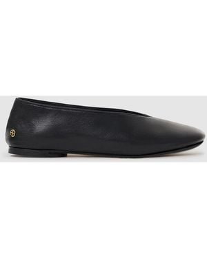 Anine Bing Ana Flats Smooth Leather - Black