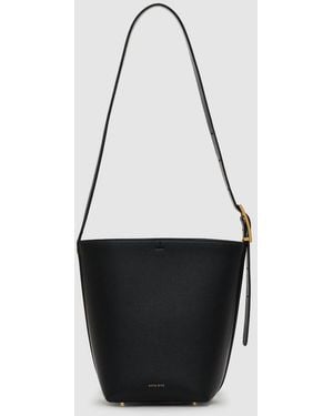Anine Bing Elly Medium Bucket Bag Grained Leather - Black
