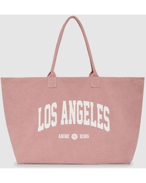 Anine Bing Leo Los Angeles College Canvas Tote - Pink
