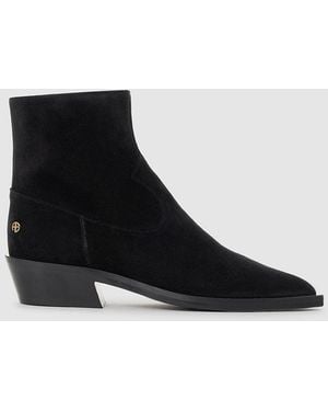 Anine Bing Bekah Flat Western Boots - Black