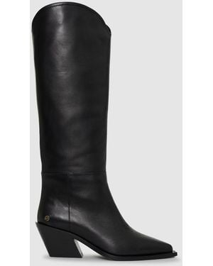 Anine Bing Tall Tania Soft Boots Smooth Leather - Black