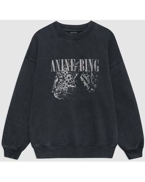 Anine Bing Spencer Sweatshirt Leopard - Black