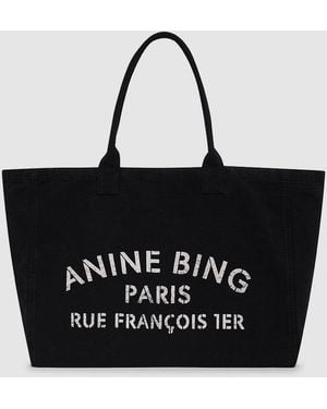 Anine Bing Leo Canvas Tote - Black
