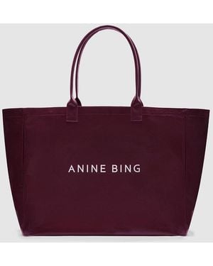 Anine Bing Leo Coated Canvas Tote - Purple