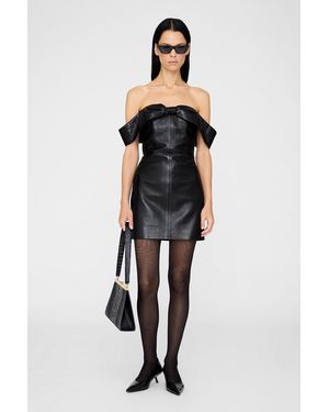 Anine Bing Colleen Mini Dress Recycled Leather - Black