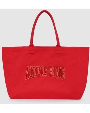 Anine Bing Leo Canvas Tote - Red