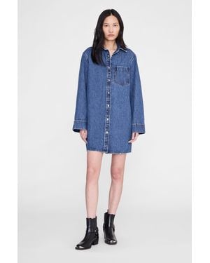 Anine Bing Mary Dress Long Sleeve - Blue