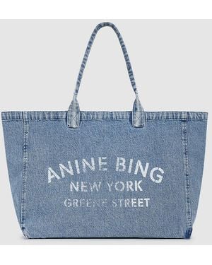 Anine Bing Leo Denim Tote - Blue