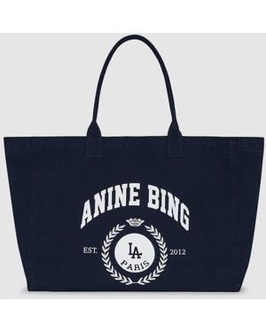 Anine Bing Leo Canvas Tote Collegiate - Blue