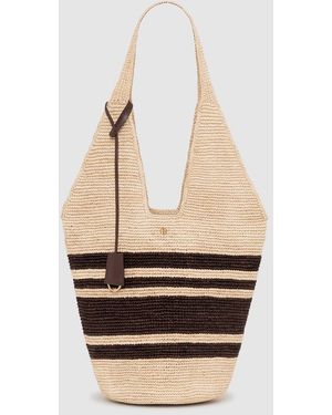 Anine Bing Leah Stripes Hobo Raffia - White