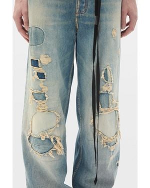 Ann Demeulemeester Evan 5-Pockets Straight Leg Loose Pants - Blue