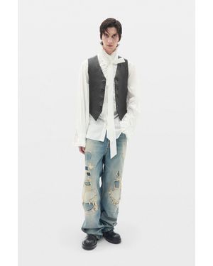 Ann Demeulemeester Nuel Ruffled Plastron Comfort Shirt - Blue