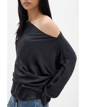 Ann Demeulemeester Satin Washed Top - Black