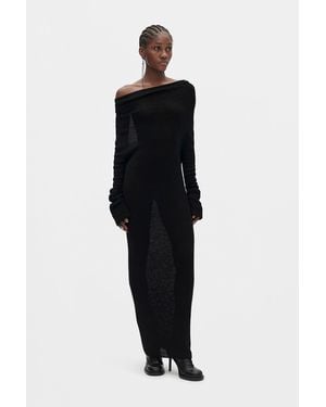 Ann Demeulemeester Barbro Dropped Shoulder Midi Knitted Dress - Black