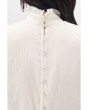 Ann Demeulemeester Bee High Neck Cropped Top - White