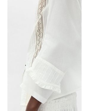 Ann Demeulemeester Lidy Open Front Shirt With Lace Ribbons - White