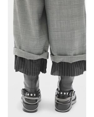 Ann Demeulemeester Haroldwide Leg Cropped Pants With Edge Lining Border - Gray
