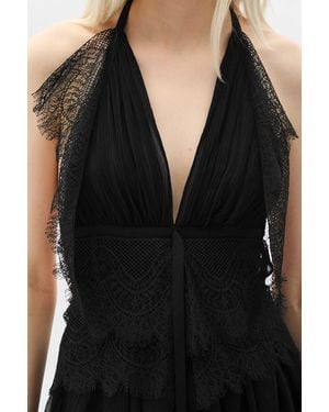 Ann Demeulemeester Dory Asymmetric Panel Top With Lace - Black