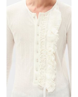 Ann Demeulemeester Maris Long Sleeves Serafino Top - Natural