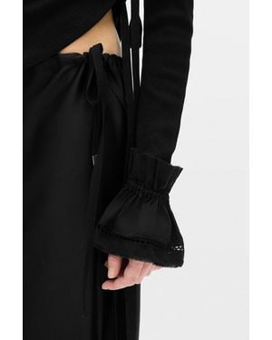 Ann Demeulemeester Suna Raw Edge Ruffled Cuffs - Black
