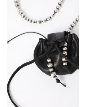 Ann Demeulemeester Sindri Necklace With Small Leather Bag Pendant - Black