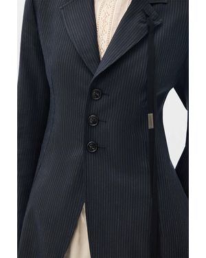 Ann Demeulemeester Abke X-Long Open Front Fitted Coat - Blue