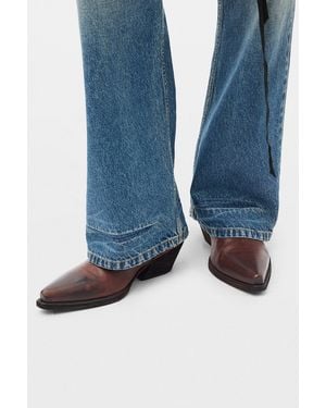Ann Demeulemeester Alarik 5-Pockets Flared Cropped Trousers - Blue